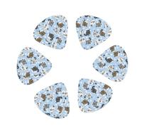 3 Different Thickness Blue Chinchillas And Moon Print Guitar Picks for Acoustic Guitar,Electric Guitar,12-pack