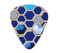 3 Different Thickness Blue Hexagons And Diamond Print Guitar Pick Plectrums For Bass Ukulele Acoustic Guitars