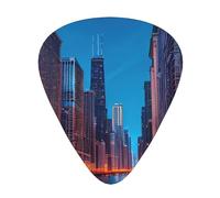 3 Different Thickness Chicago Night Print Guitar Pick Plectrums For Bass Ukulele Acoustic Guitars