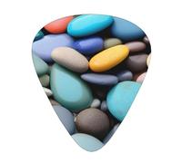 3 Different Thickness Colored Pebbles Print Guitar Pick Plectrums For Bass Ukulele Acoustic Guitars