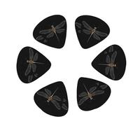 3 Different Thickness Dragonfly Black Print Guitar Picks for Acoustic Guitar,Electric Guitar,12-pack