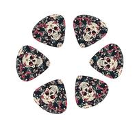 3 Different Thickness Flowers Skull Ornamental Pattern Print Guitar Picks for Electric Guitar,Acoustic Guitar,12-pack