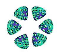 3 Different Thickness Green aliens Print Guitar Picks for Electric Guitar,Acoustic Guitar,12-pack