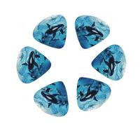 3 Different Thickness Killer Whales Swim Along Print Guitar Picks for Electric Guitar,Acoustic Guitar,12-pack