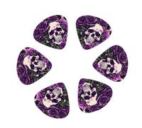 3 Different Thickness many Purple Rose Skull Print Guitar Picks for Acoustic Guitar,Electric Guitar,12-pack