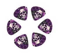 3 Different Thickness many Purple Rose Skull Print Guitar Picks for Electric Guitar,Acoustic Guitar,12-pack