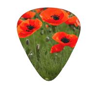 3 Different Thickness Poppy Flowers Petals Print Guitar Pick Plectrums For Bass Ukulele Acoustic Guitars