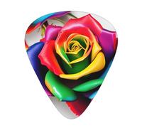 3 Different Thickness Rainbow Rose Flower Print Guitar Pick Plectrums For Bass Ukulele Acoustic Guitars