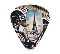 3 Different Thickness Romantic Paris Eiffel Tower Bycicle Print Guitar Pick Plectrums For Bass Ukulele Acoustic Guitars
