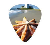 3 Different Thickness Starfish Lighthouse Beach Print Guitar Pick Plectrums For Bass Ukulele Acoustic Guitars