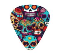 3 Different Thickness Sugar Skulls Print Guitar Pick Plectrums For Bass Ukulele Acoustic Guitars
