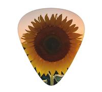 3 Different Thickness Sunflower And Sunset Print Guitar Pick Plectrums For Bass Ukulele Acoustic Guitars