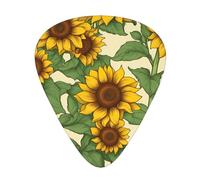3 Different Thickness Sunflower Print Guitar Pick Plectrums For Bass Ukulele Acoustic Guitars