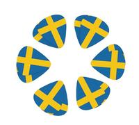 3 Different Thickness Swedish flag Print Guitar Picks for Electric Guitar,Acoustic Guitar,12-pack