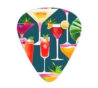 3 Different Thickness Tropical Cocktail Print Guitar Pick Plectrums For Bass Ukulele Acoustic Guitars