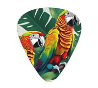 3 Different Thickness Tropical Flower Leaf Parrot Print Guitar Pick Plectrums For Bass Ukulele Acoustic Guitars
