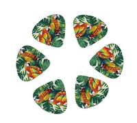 3 Different Thickness Tropical Flower Leaf Parrot Print Guitar Picks for Acoustic Guitar,Electric Guitar,12-pack