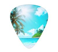 3 Different Thickness Tropical Ocean Beach Theme Print Guitar Pick Plectrums For Bass Ukulele Acoustic Guitars