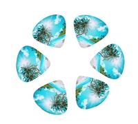 3 Different Thickness Tropical Ocean Beach Theme Print Guitar Picks for Acoustic Guitar,Electric Guitar,12-pack