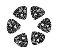 3 Different Thickness White Punk Skull Print Guitar Picks for Electric Guitar,Acoustic Guitar,12-pack