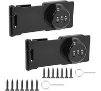 3-Digit Combination Hasp Lock, 4.3 Inch Zinc Alloy 90 Degree Rotary Keyless Password Latch, Security Cabinet Lock for Cupboard, Drawer, Shed, Barn Door & Outdoor Use 2 Pack