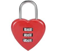 3 Digit Combination Padlock, 3mm Shackle, Zinc Alloy Lock Heart Shaped, Red Combination Padlocks, Padlocks and Hasps Cute Locker Code Lock Mini Heart-Shaped Cable Padlock