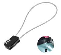 3 Digit Combination Padlock, Anti-Theft Cable Digital Combination Outdoor Resettable Steel Password Luggage Helmet Lock Long Shackle Cabinet Handle Padlock, for Bicycle Suitcase Gun Case Toolbox Black