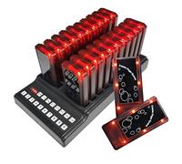 3-Digits Restaurant Pager System, Queue Calling System Wireless, Guest Paging System, Pager and Beeper, 500M, 28H Stanfby Time, 999 Channels, 3 Seconds Fast Response（20 Pagers +1 Keypad）