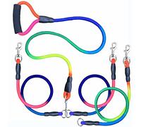 3 Dog Leash No Tangle Heavy Duty Detachable 360° Swivel Device Multiple Dog Leash with Padded Handle for Two/Three Pets (6-40 Lbs)