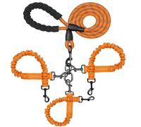 3 Dog Leash No Tangle, Heavy Duty Multiple Dog Lead Shock Absorbing Bungee with Padded Handle Removable Pet Traction Walking Rope for Medium Large Dogs (25-180 Lbs)