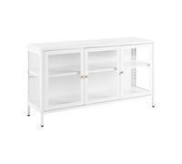 Glass Display Sideboard NEWPORT Metal 115 cm White