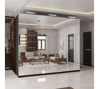 3 Door Mirror Sliding Wardrobe with LED Light 250cm x 217cm MN Furniture Black One Size
