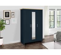 Birlea Highgate 3 Door Wardrobe/Mirror Navy Blue & Oak Effect, Blue
