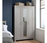 3 Door Mirror Wardrobe Grey Oak Birlea Highgate Farmhouse Shabby Chic