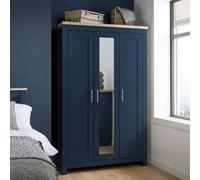 3 Door Mirror Wardrobe Navy Oak Birlea Highgate Farmhouse Shabby Chic