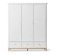 3-Door Oak Wardrobe White one size
