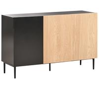 3 Door Sideboard BLYTHE Wood 76 cm Natural Ash Wood Black