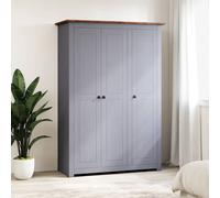 vidaXL 3-Door Wardrobe Grey 118x50x171.5 cm Pine Panama Range