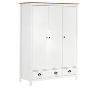3-Door Wardrobe Grey & Honey Brown Solid Pine 127x50x170 cm 2 Drawers 5 Shelves