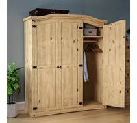 3 Door Wardrobe Mexican Solid Pine Wood Bedroom Clothes Storage Furniture