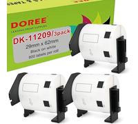 3×DOREE DK-11209 29mm x 62mm Small Address Labels Compatible for Brother QL-500 QL-500BW QL-570 QL-580 QL-700 QL-710W QL-800 QL-810W QL-820NWB QL-1110NWB QL-1100 QL-1060N QL-1050