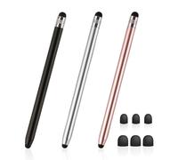 3 Double Headed Touch Screen Pens, Rubber Pen, Capacitive Metal Pen, Mobile Phone Tablet Pen, Suitable for Note Taking, Writing, Gaming and Painting (Black, Silver, Pink)
