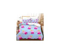 (3, Double) Kids Cartoon 3D Peppa Pig Duvet Cover Pillowcase Single Double Bedding Set Gift
