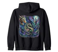 3 Dragons Howling At The Moon Funny Dragon Lover Zip Hoodie