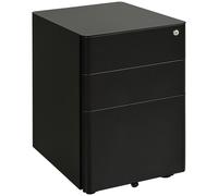 3 Draw Metal Filing Cabinet Lockable 4 Wheel Compact Under Desk Black Vinsetto