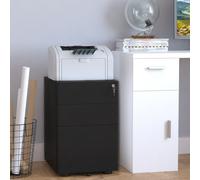 3 Draw Metal Filing Cabinet Lockable 4 Wheels Compact Under Desk Compact VINSETTO Black One Size