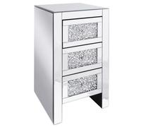 3 Drawer Bedside Table LORAY Glass Silver