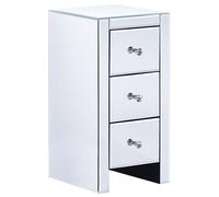 3 Drawer Bedside Table LORRIS Glass Mirrored Silver