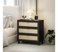 3 Drawer Cabinet Storage Cupboard Wooden Freestanding Organiser Unit HOMCOM Black One Size