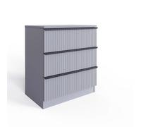 3 Drawer Chest Of Drawers Dark Matt Grey Scalloped Design FWStyle Grey One Size